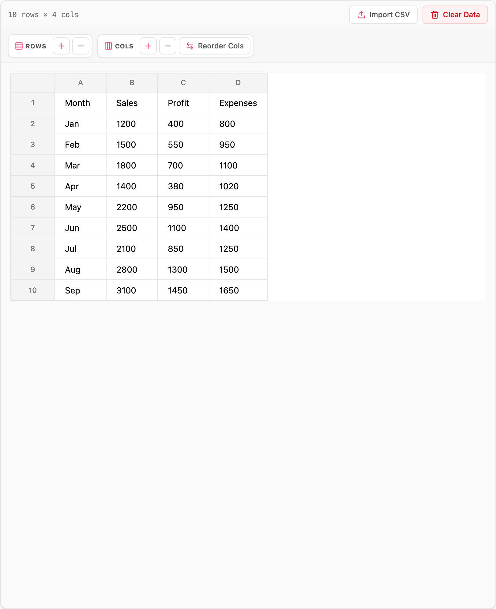 Spreadsheet Data Grid